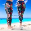NHL Columbus Blue Jackets Trending Summer Flower Pattern Aloha Football Leggings For Women
