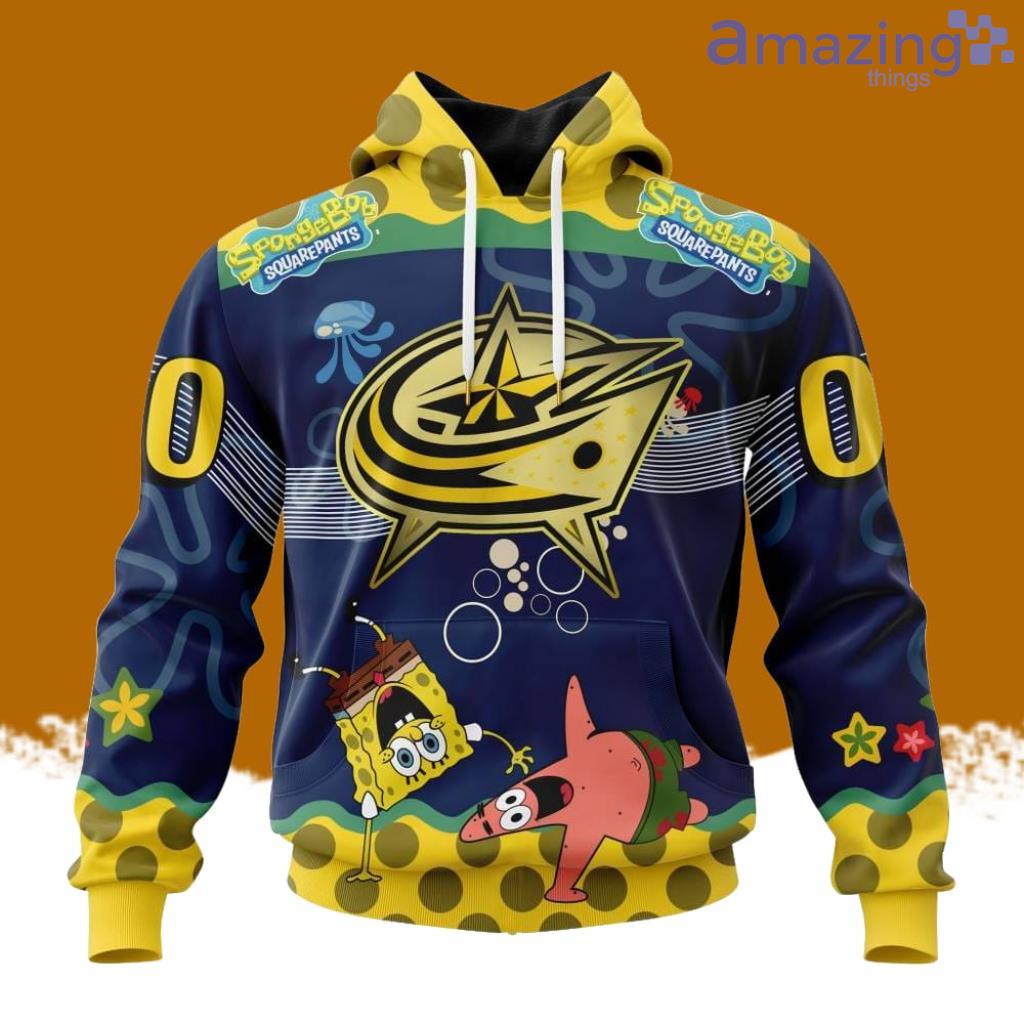 NHL Columbus Blue Jackets x SpongeBob SquarePants Hoodie 3D All Over Print image NHL Columbus Blue Jackets x SpongeBob SquarePants Hoodie 3D All Over Print Product Photo 1
