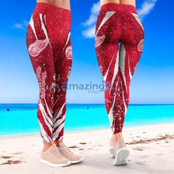 NHL Detroit Red Wings Flower Aloha Football Leggings For Women Product Photo 1