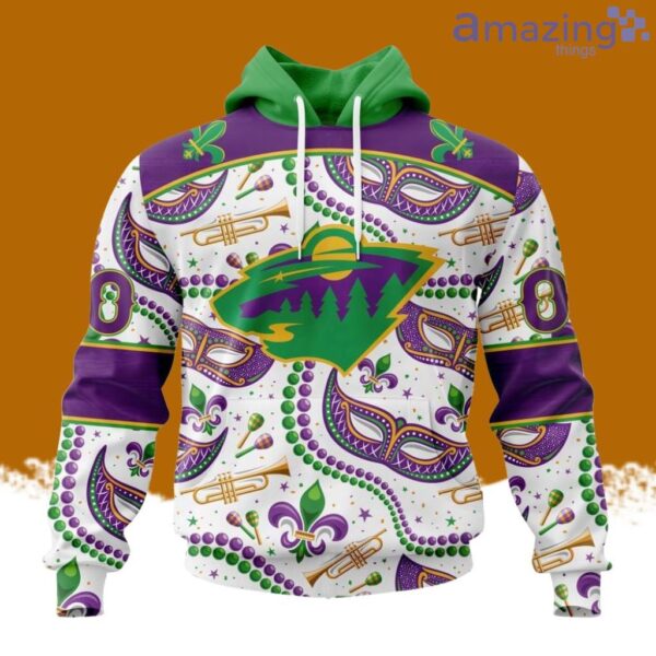NHL Minnesota Wild Special Mardi Gras Design Hoodie 3D All Over Print Product Photo 1