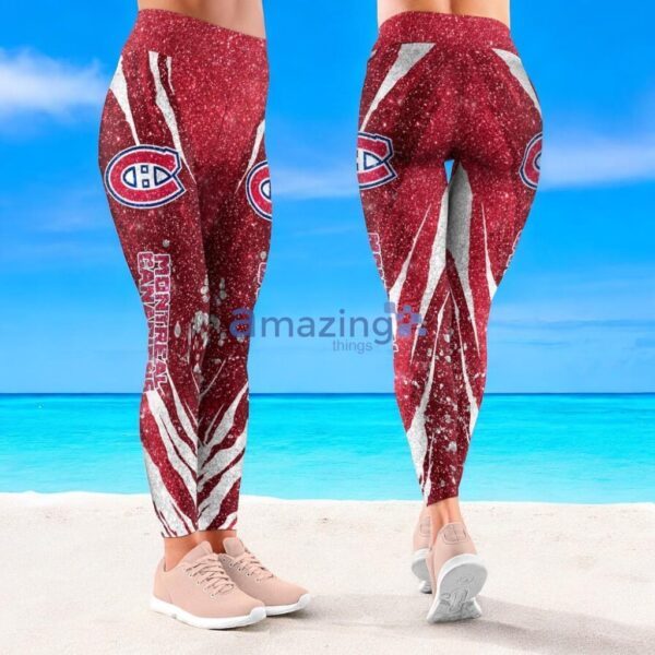 NHL Montreal Canadiens Flower Aloha Football Leggings For Women Product Photo 1