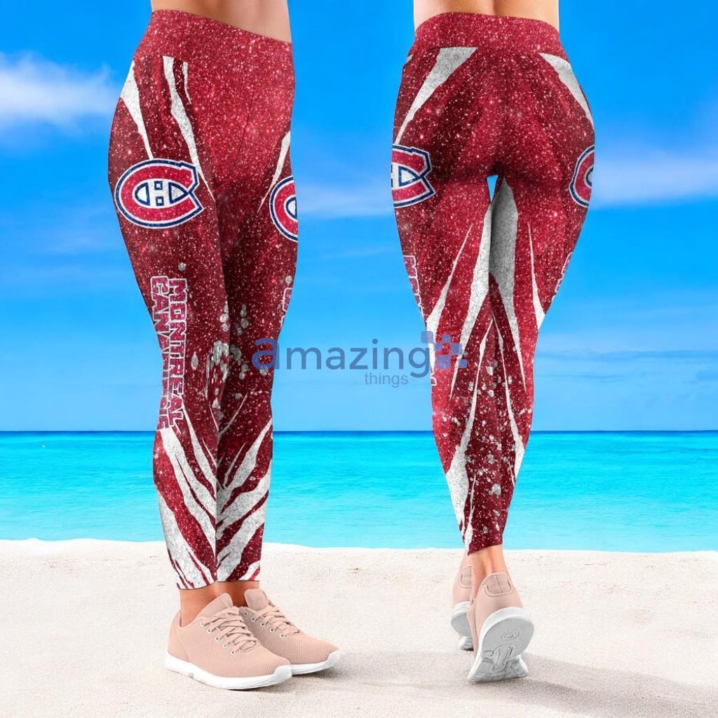 NHL Montreal Canadiens Flower Aloha Football Leggings For Women image NHL Montreal Canadiens Flower Aloha Football Leggings For Women Product Photo 1