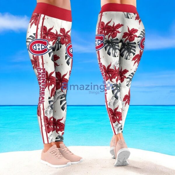 NHL Montreal Canadiens Flower Tropical Leggings For Women Product Photo 1