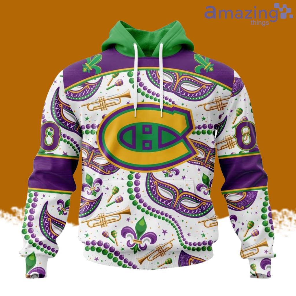 NHL Montreal Canadiens Special Mardi Gras Design Hoodie 3D All Over Print image NHL Montreal Canadiens Special Mardi Gras Design Hoodie 3D All Over Print Product Photo 1