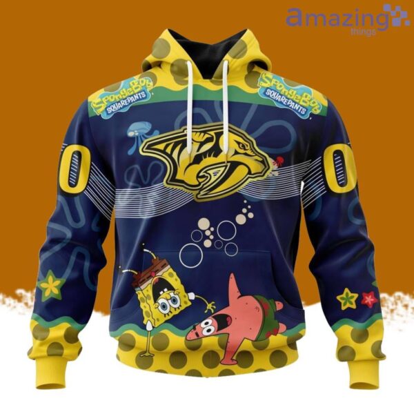 NHL Nashville Predators x SpongeBob SquarePants Hoodie 3D All Over Print Product Photo 1