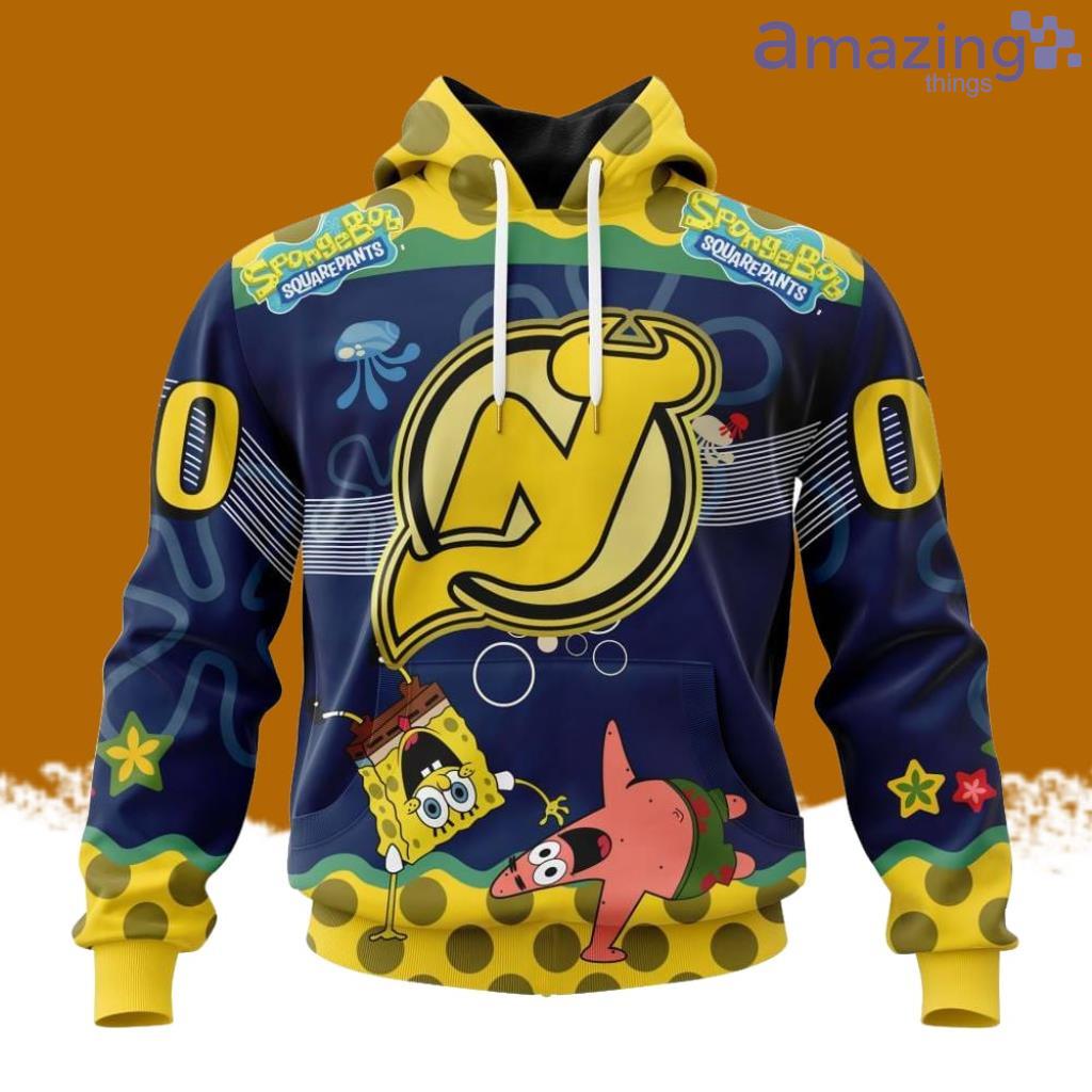 NHL New Jersey Devils x SpongeBob SquarePants Hoodie 3D All Over Print image NHL New Jersey Devils x SpongeBob SquarePants Hoodie 3D All Over Print Product Photo 1