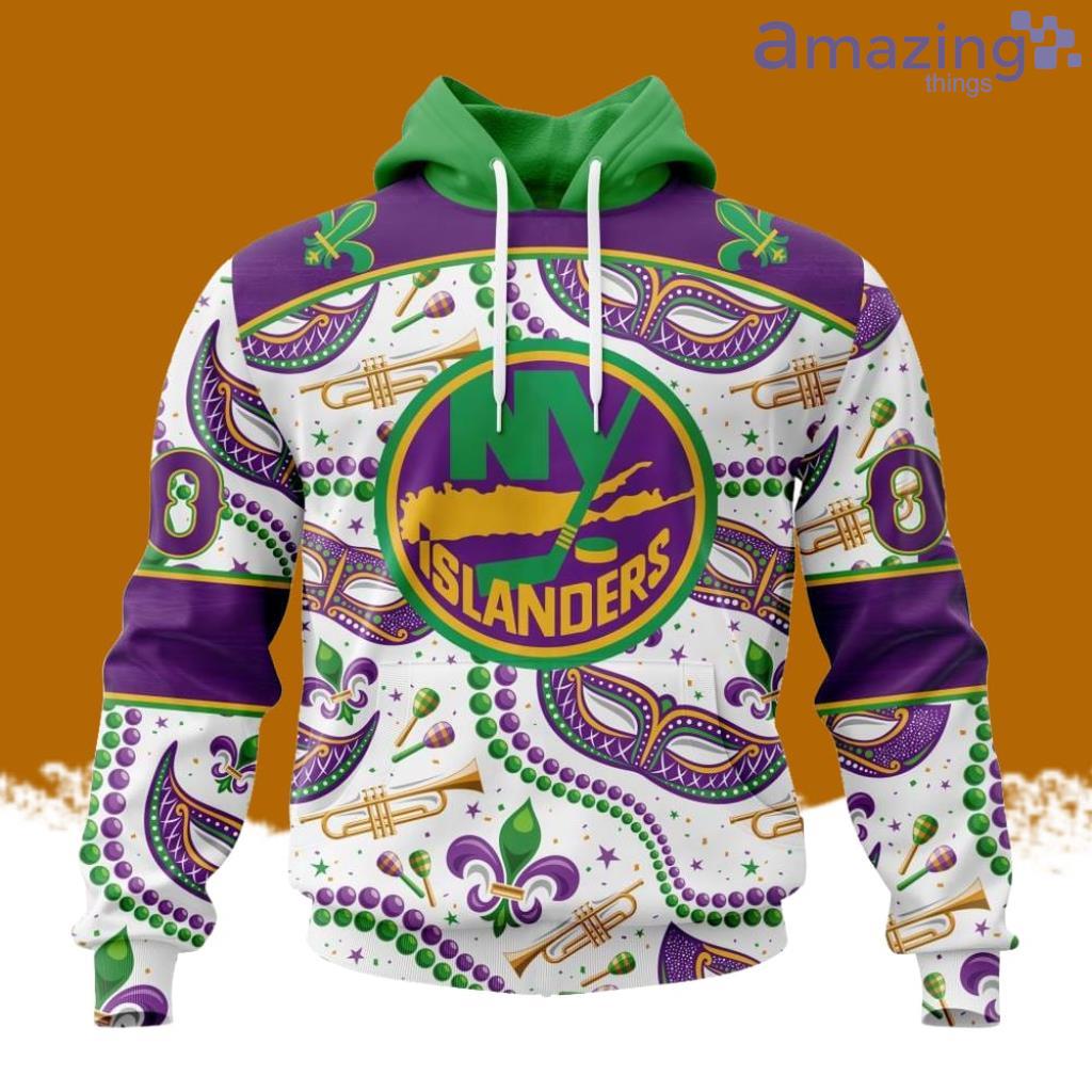 NHL New York Islanders Special Mardi Gras Design Hoodie 3D All Over Print image NHL New York Islanders Special Mardi Gras Design Hoodie 3D All Over Print Product Photo 1