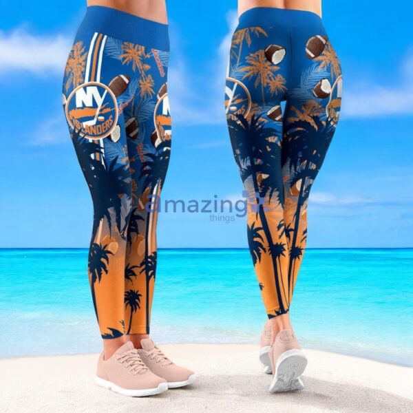 NHL New York Islanders Trending Summer Flower Aloha Football Leggings For Women Product Photo 1