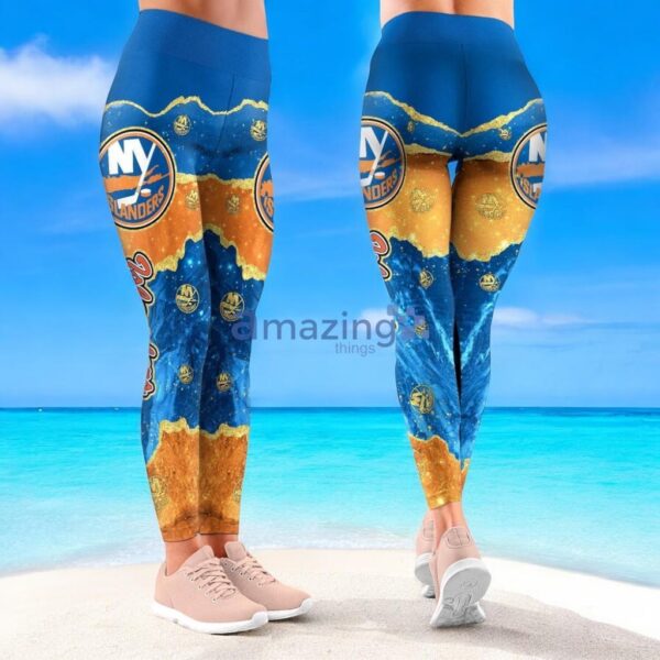 NHL New York Islanders Trending Summer Flower Tropical Leggings For Women Product Photo 1