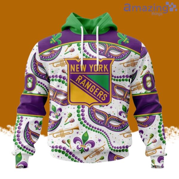 NHL New York Rangers Special Mardi Gras Design Hoodie 3D All Over Print Product Photo 1
