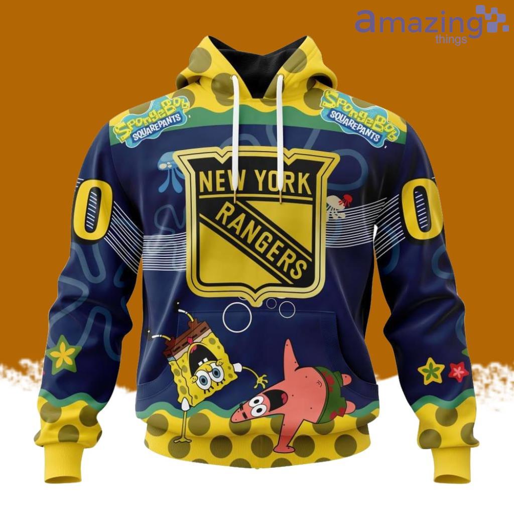 NHL New York Rangers x SpongeBob SquarePants Hoodie 3D All Over Print image NHL New York Rangers x SpongeBob SquarePants Hoodie 3D All Over Print Product Photo 1