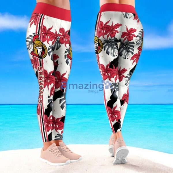 NHL Ottawa Senators Flower Tropical Leggings For Women Product Photo 1