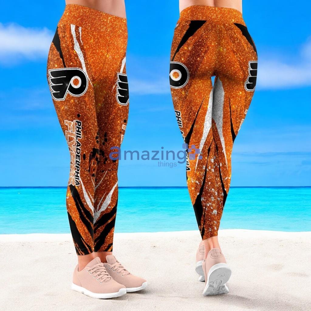 NHL Philadelphia Flyers Flower Aloha Football Leggings For Women image NHL Philadelphia Flyers Flower Aloha Football Leggings For Women Product Photo 1
