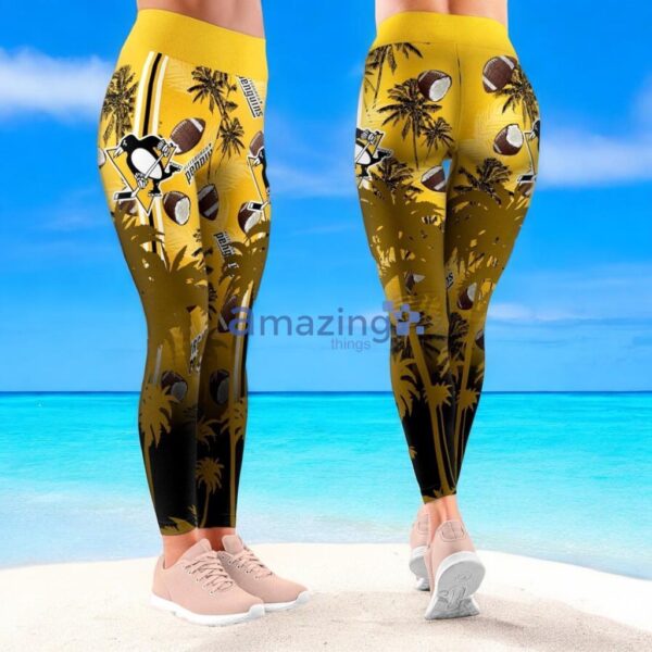 NHL Pittsburgh Penguins Trending Summer Flower Aloha Football Leggings For Women Product Photo 1