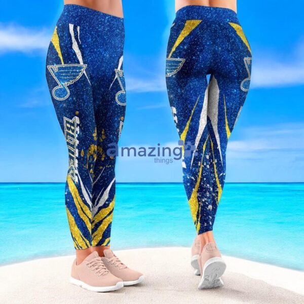 NHL St. Louis Blues Flower Aloha Football Leggings For Women Product Photo 1