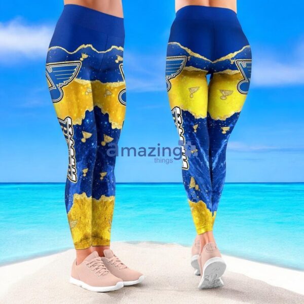 NHL St. Louis Blues Trending Summer Flower Tropical Leggings For Women Product Photo 1