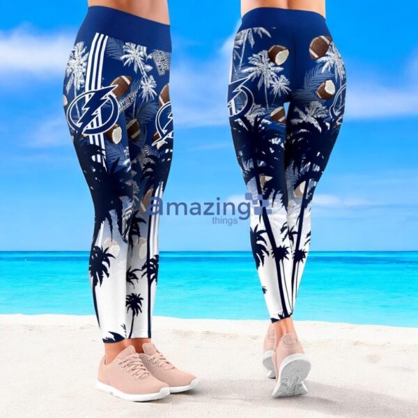 NHL Tampa Bay Lightning Trending Summer Flower Aloha Football Leggings For Women Product Photo 1