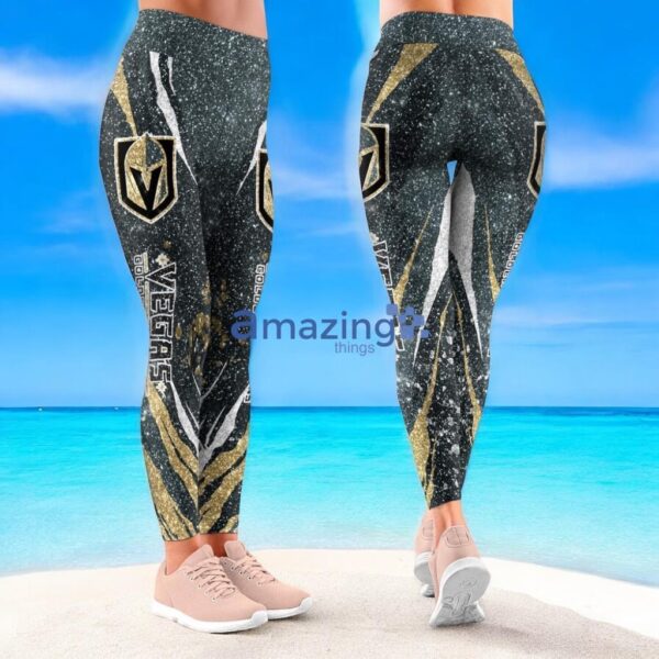 NHL Vegas Golden Knights Flower Aloha Football Leggings For Women Product Photo 1