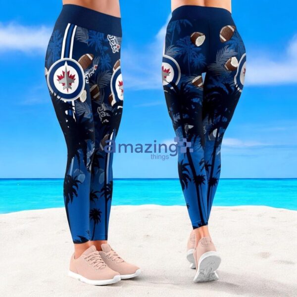 NHL Winnipeg Jets Trending Summer Flower Aloha Football Leggings For Women Product Photo 1