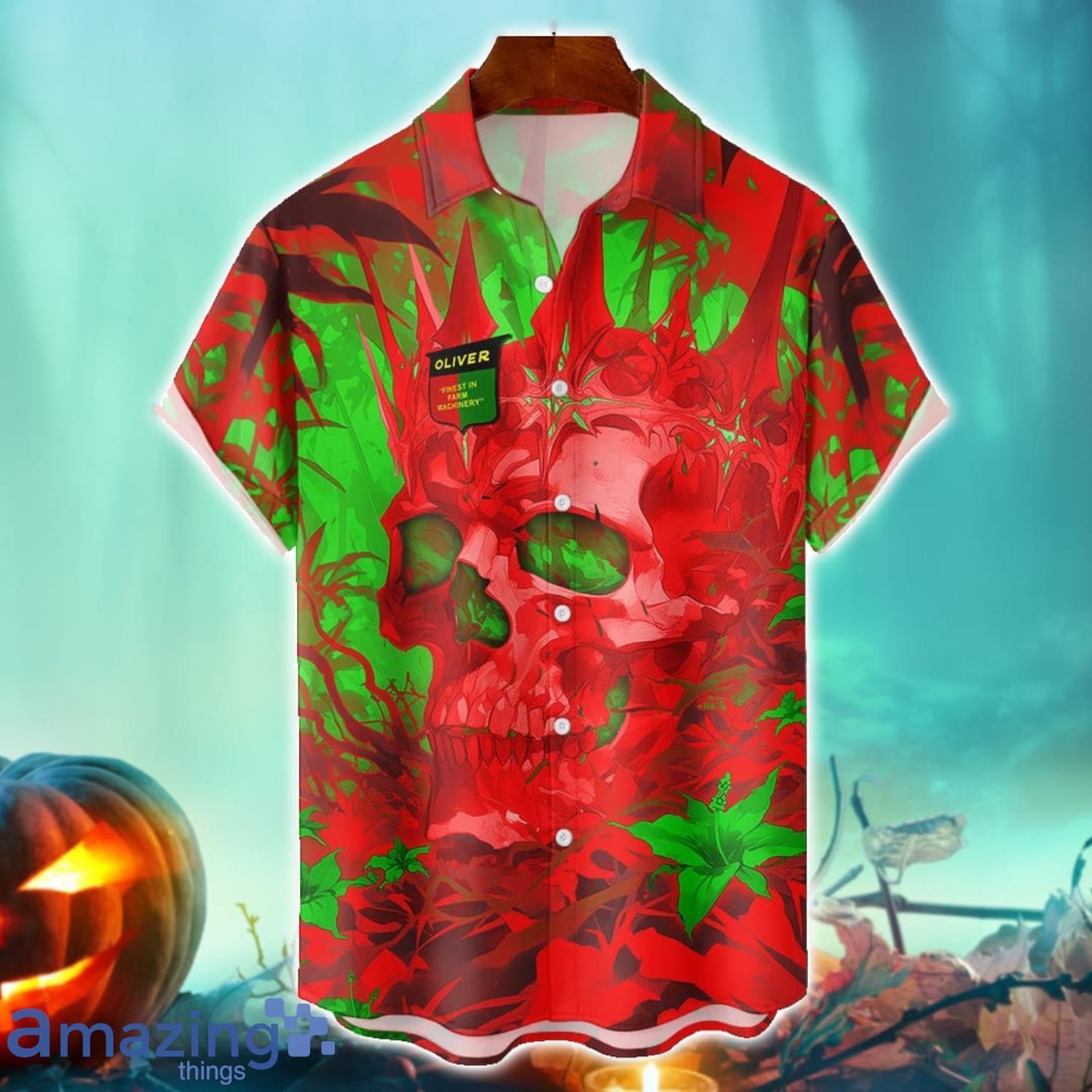 Oliver Tractor Royal Skull Halloween Hawaiian Shirt For Fans image Oliver Tractor Royal Skull Halloween Hawaiian Shirt For Fans Product Photo 1