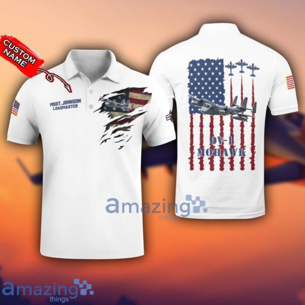 OV-1 Mohawk OV1 3D Aircraft Flag White Polo Shirt For Men And Women Custom Name Product Photo 1