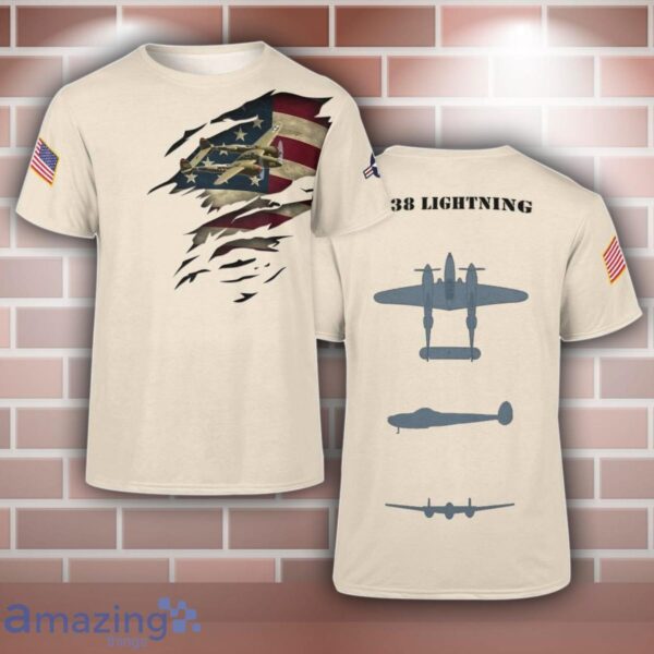 P-38 Lightning P38 Aircraft 3D T-Shirt For Men And Women Product Photo 1