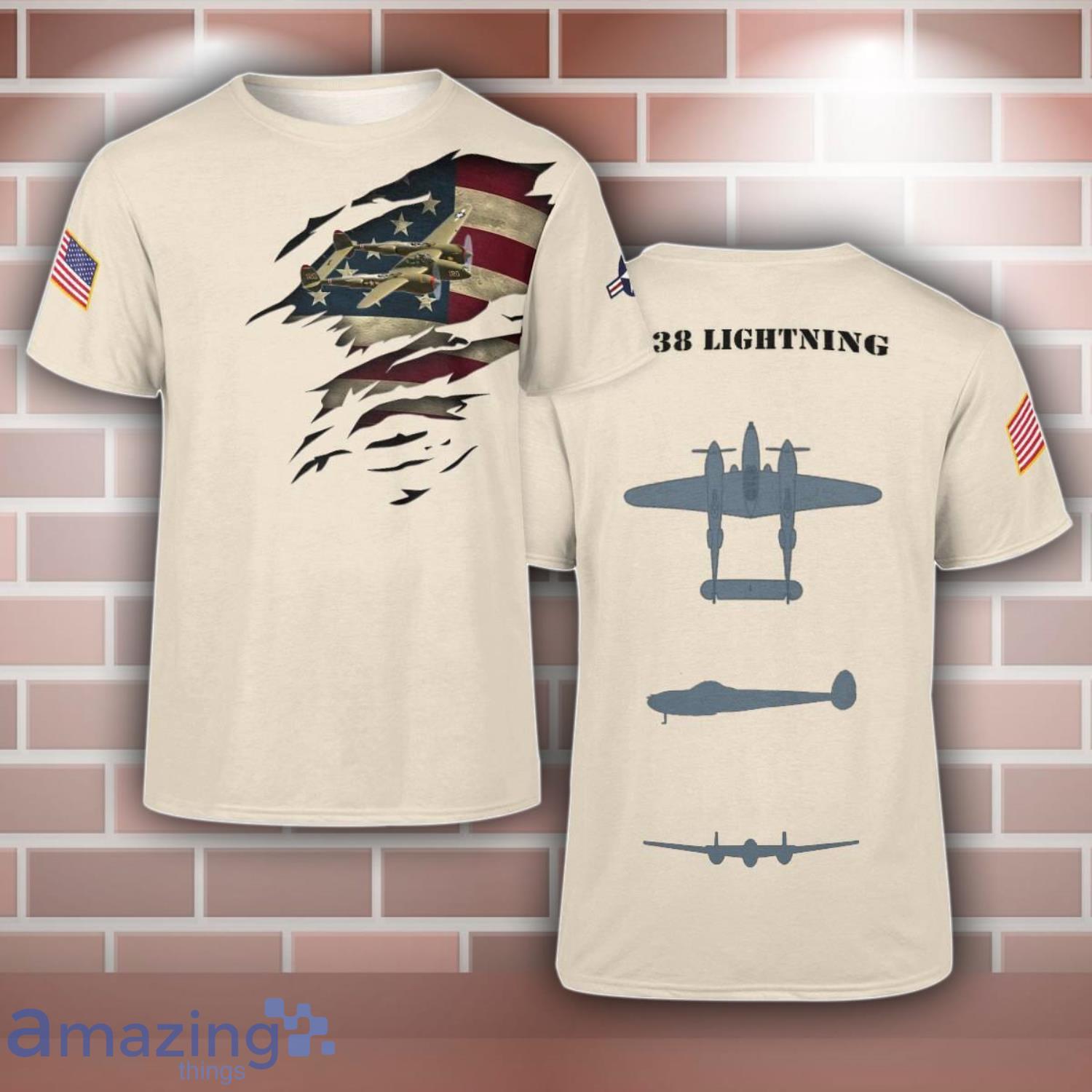 P 38 Lightning P38 Aircraft 3D T Shirt For Men And Women image P-38 Lightning P38 Aircraft 3D T-Shirt For Men And Women Product Photo 1