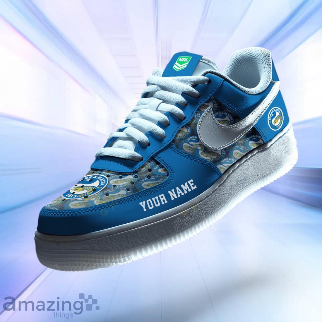 Parramatta Eels NRL Air Force Shoes Custom Name For Fans Sport image Parramatta Eels NRL Air Force Shoes Custom Name For Fans Sport Product Photo 1
