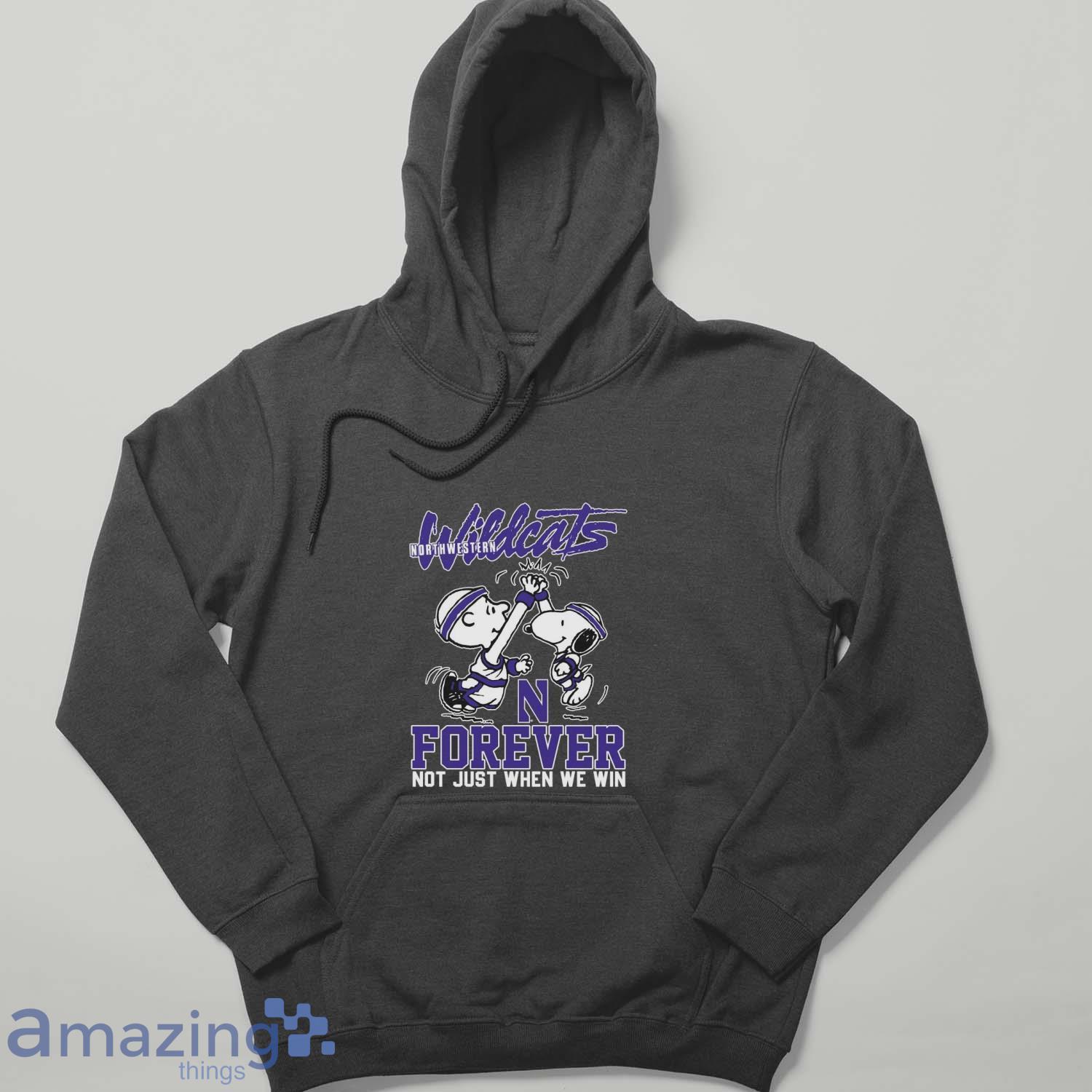 Peanuts Snoopy And Charlie Brown Northwestern High Five Forever Not Just When We Win Shirt image Peanuts Snoopy And Charlie Brown Northwestern High Five Forever Not Just When We Win Shirt - Hoodie
