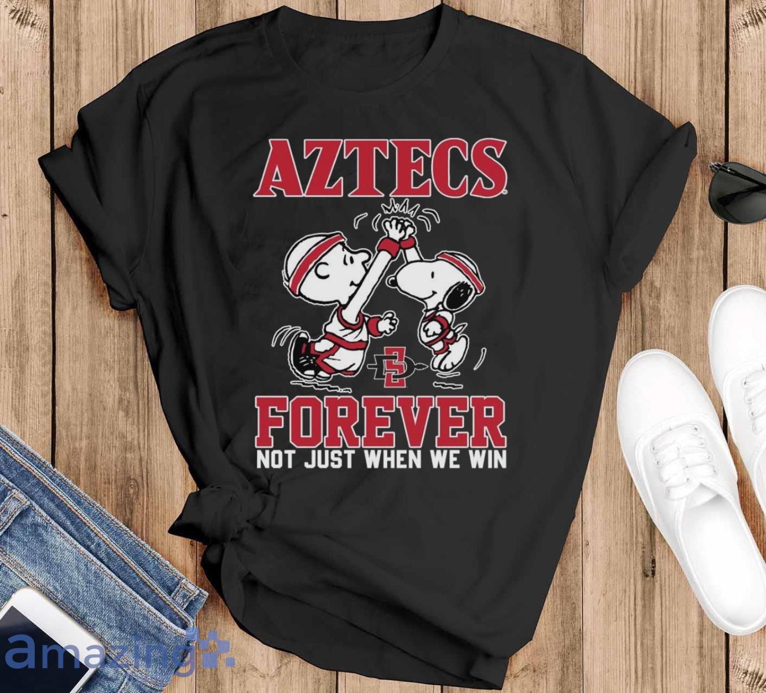 Peanuts Snoopy And Charlie Brown San Diego High Five Forever Not Just When We Win Shirt image Peanuts Snoopy And Charlie Brown San Diego High Five Forever Not Just When We Win Shirt - Black T-Shirt