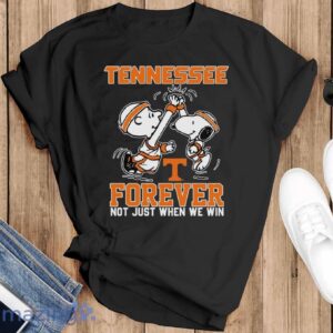Peanuts Snoopy And Charlie Brown Tennessee Volunteer High Five Forever Not Just When We Win Shirt - Black T-Shirt