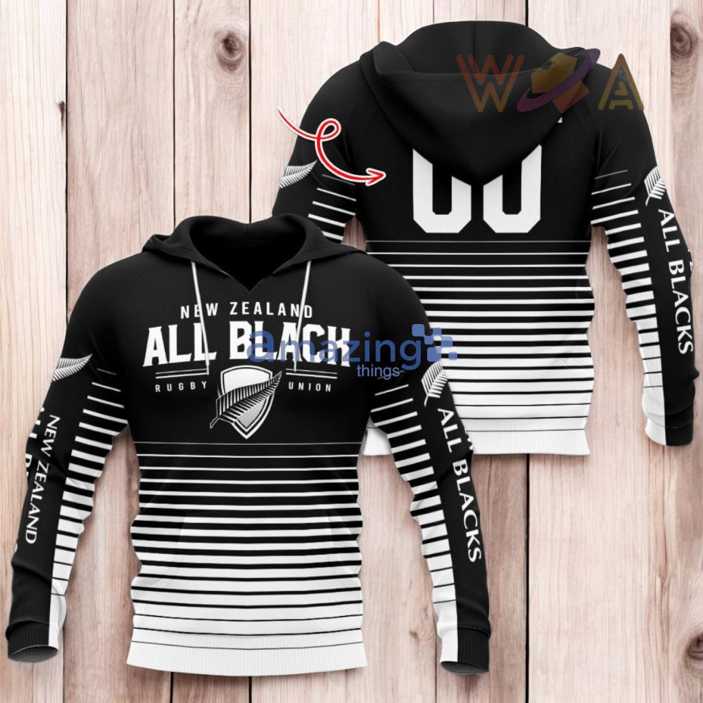 Personalized Custom New Zealand X Rugby World Cup Black White Hoodie 3D All Over Print image Personalized Custom New Zealand X Rugby World Cup Black White Hoodie 3D All Over Print Product Photo 1