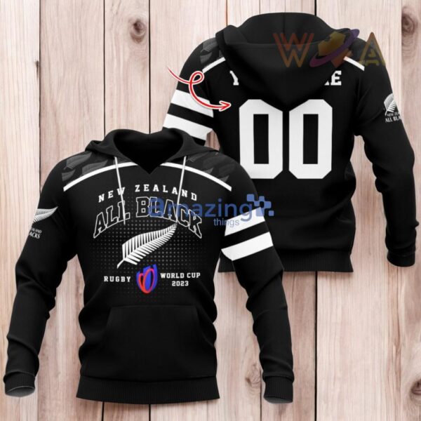 Personalized Custom Rugby World Cup X New Zealand Black Hoodie 3D All Over Print Product Photo 1