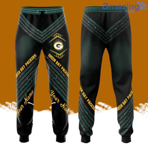 Personalized Green Bay Packers All Over Print 3D Glittering Stripes Casual Unisex All Over Print 3D Long Pants Black Product Photo 1