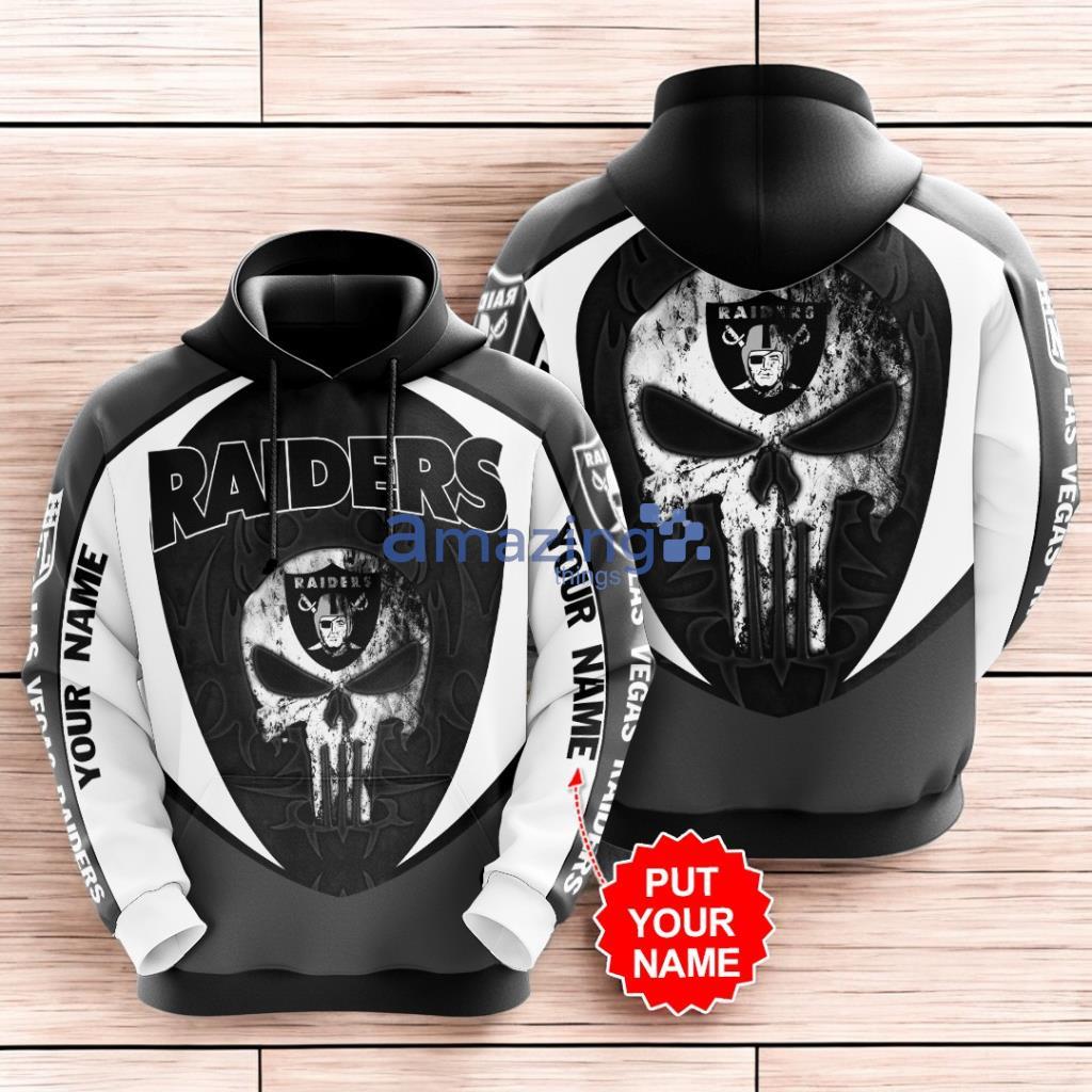 Personalized Las Vegas Raiders Skull Black White Hoodie 3D All Over Print image Personalized Las Vegas Raiders Skull Black White Hoodie 3D All Over Print Product Photo 1