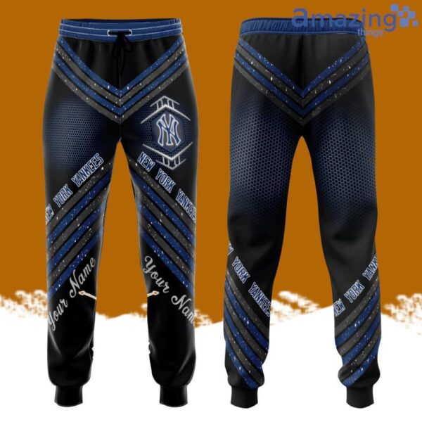 Personalized New York Yankees All Over Print 3D Glittering Stripes Casual Unisex All Over Print 3D Long Pants Black Product Photo 1