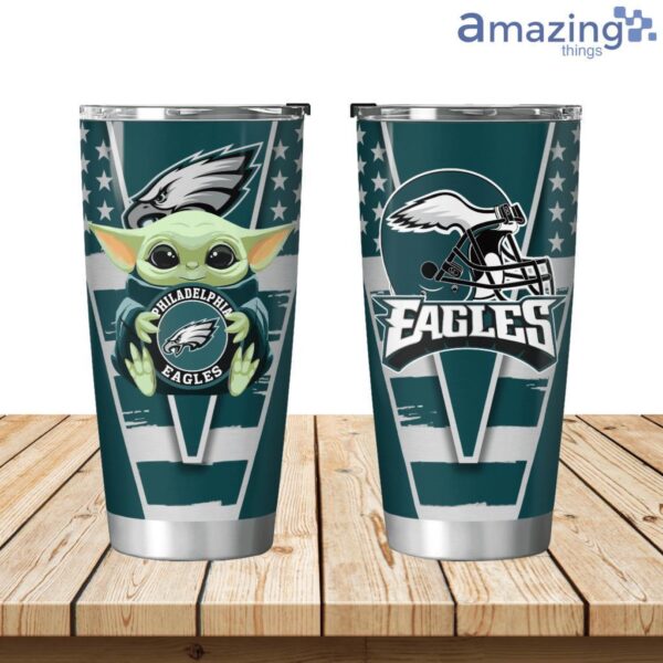 Philadelphia Eagles Baby Yoda Travel Tumbler 20oz Product Photo 1