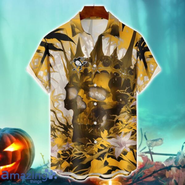 Pittsburgh Penguins NHL Halloween Skull 3DHawaiian Shirt Halloween Gift For Men Women Product Photo 1