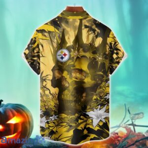 Pittsburgh Steelers NFL Skull Halloween Hawaiian Shirt Special Gift For Fans image Pittsburgh Steelers NFL Skull Halloween Hawaiian Shirt Special Gift For Fans Product Photo 2