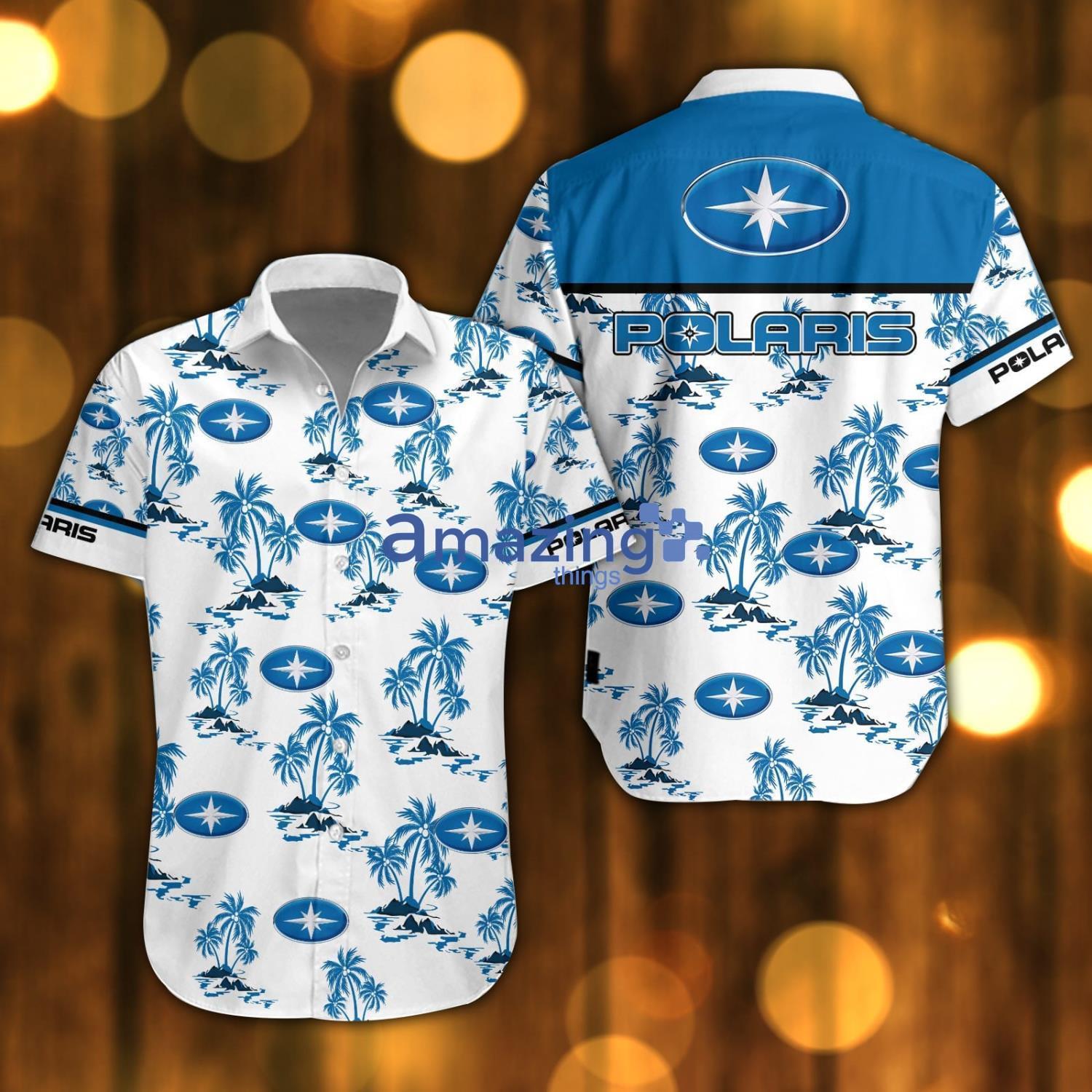 Polaris Beach Shirt Logo Printed White Hawaiian Shirt For Men And Women Product Photo 1