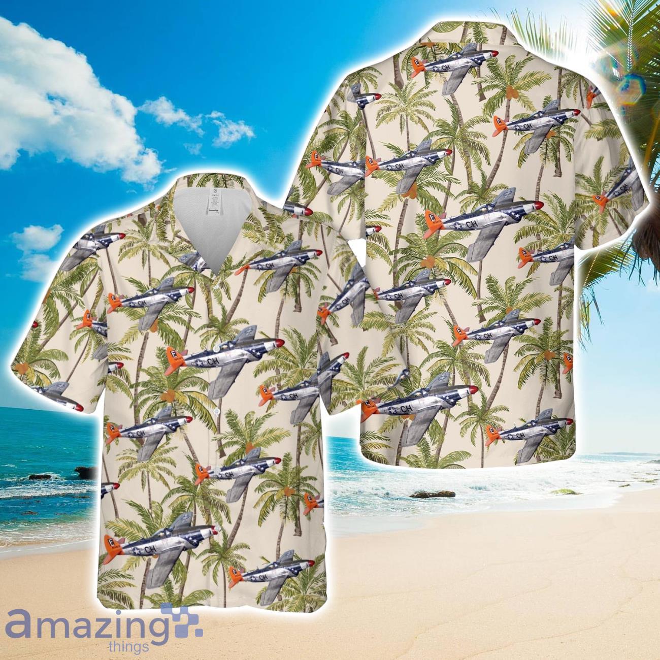 Republic P 47H 25 Thunderbolt Hawaiian Shirt image Republic P-47H-25 Thunderbolt Hawaiian Shirt Product Photo 1