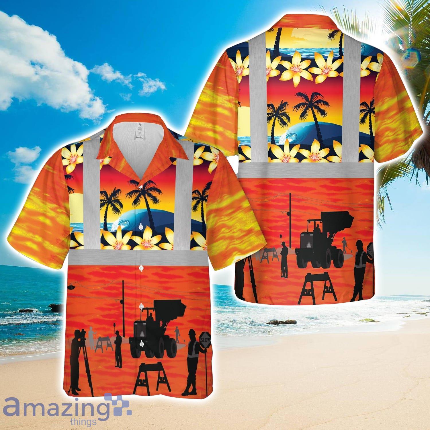 Road Construction Tropical Hawaiian Shirt Summer Beach Shirt image Road Construction Tropical Hawaiian Shirt Summer Beach Shirt Product Photo 1