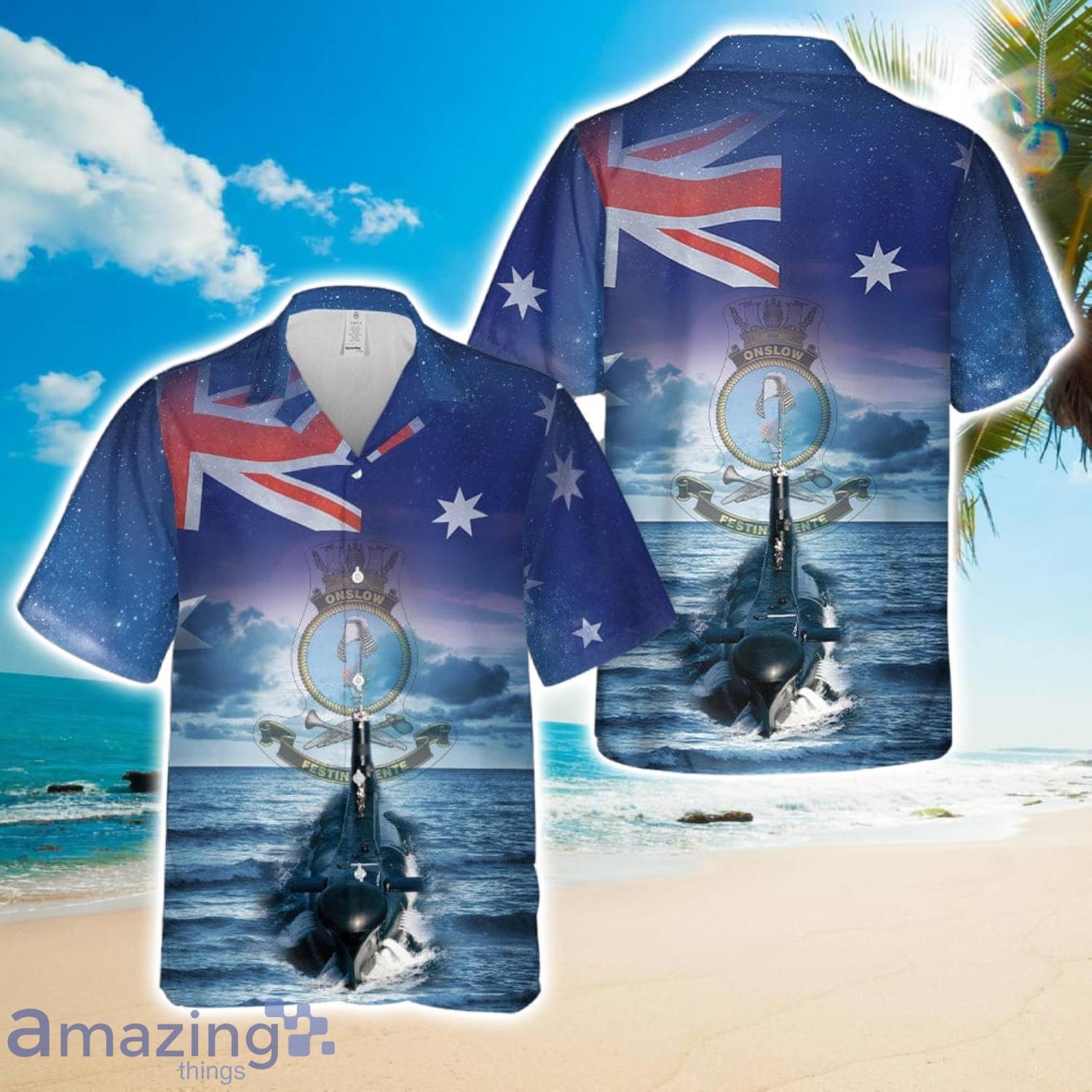 Royal Australian Navy HMAS Onslow (SS 60 SSG 60) Hawaiian Shirt Summer Gift image Royal Australian Navy HMAS Onslow (SS 60-SSG 60) Hawaiian Shirt Summer Gift Product Photo 1
