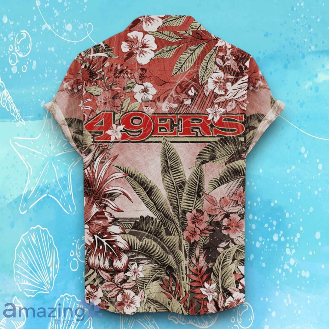San Francisco 49ers Hawaiian Shirt Tropical Skull Halloween For Fans image San Francisco 49ers Hawaiian Shirt Tropical Skull Halloween For Fans Product Photo 2