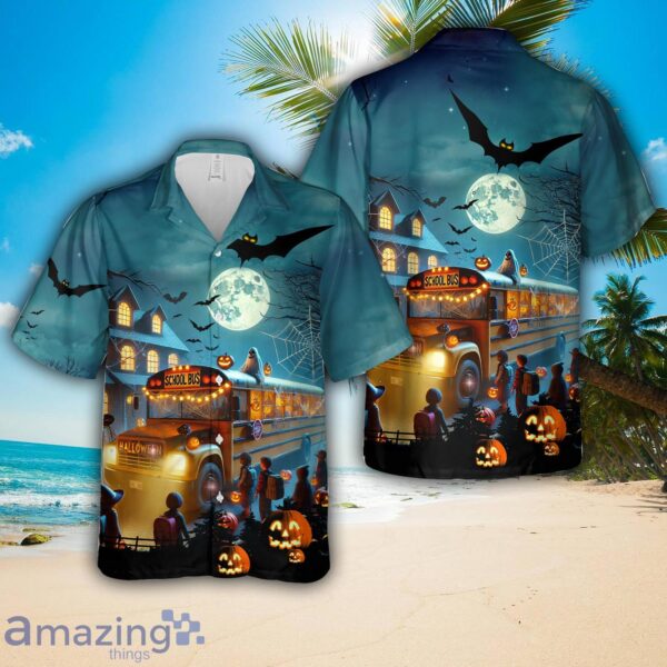 School Bus Halloween Hawaiian Shirt Product Photo 1