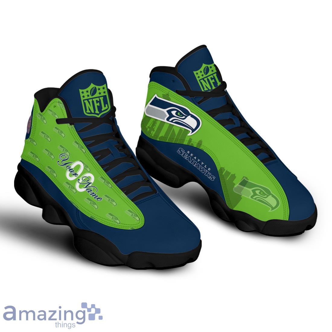Seattle Seahawks Air Jordan 13 Shoes Trending For Men Women Custom Number & Name image Seattle Seahawks Air Jordan 13 Shoes Trending For Men Women Custom Number & Name Product Photo 2