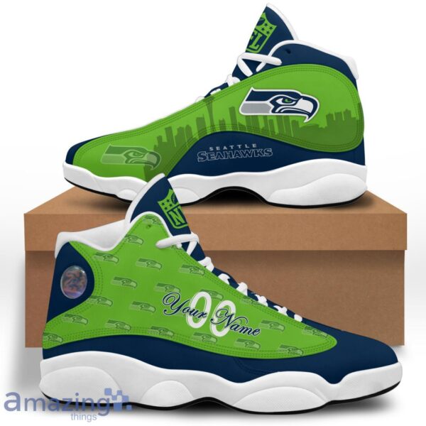 Seattle Seahawks Air Jordan 13 Shoes Trending For Men Women Custom Number & Name Product Photo 3