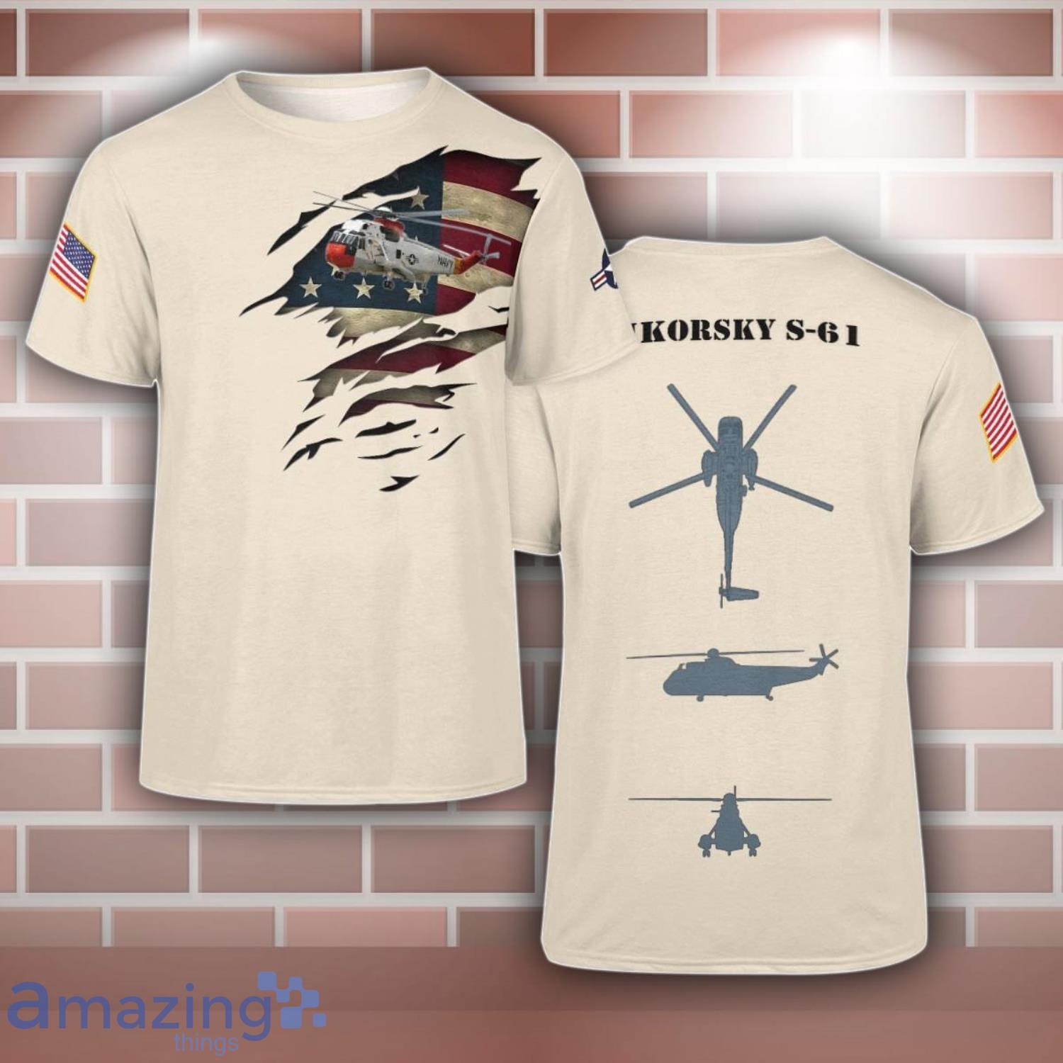 Sikorsky S 61 S61 Aircraft 3D T Shirt For Men And Women image Sikorsky S-61 S61 Aircraft 3D T-Shirt For Men And Women Product Photo 1