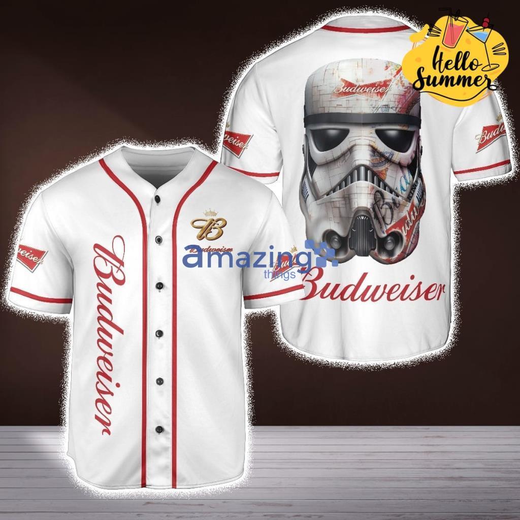 Star Wars Storm Troopy Ft Beer Budweiser Jersey Star Wars Stormtroopy Baseball Beer Baseball Jersey Shirt image Star Wars Storm Troopy Ft Beer Budweiser Jersey Star Wars Stormtroopy Baseball Beer Baseball Jersey Shirt Product Photo 1