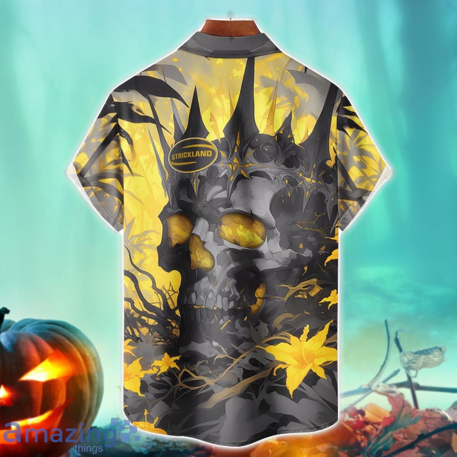 Strickland Royal Skull Halloween Hawaiian Shirt For Fans image Strickland Royal Skull Halloween Hawaiian Shirt For Fans Product Photo 2